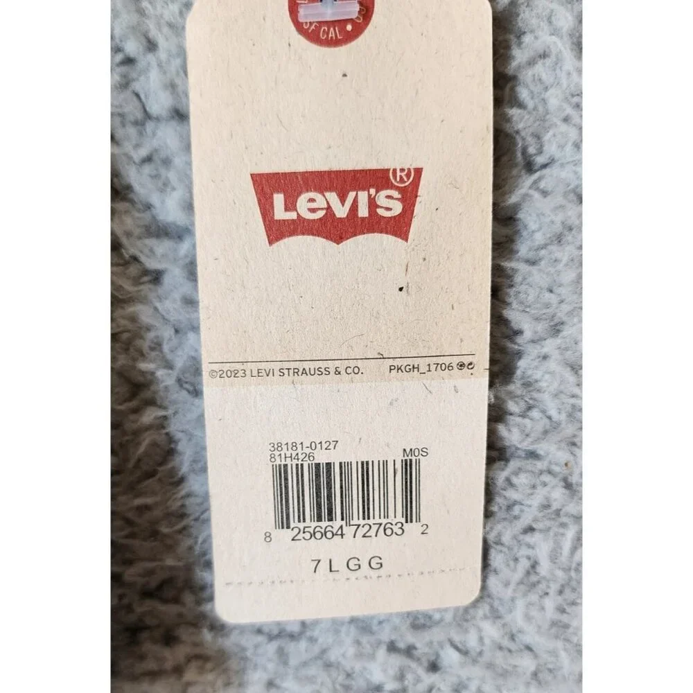 NEW LEVI'S Blue Heather Logo Short Sleeve Button Up‎ Shirt Youth Size 7R Cotton